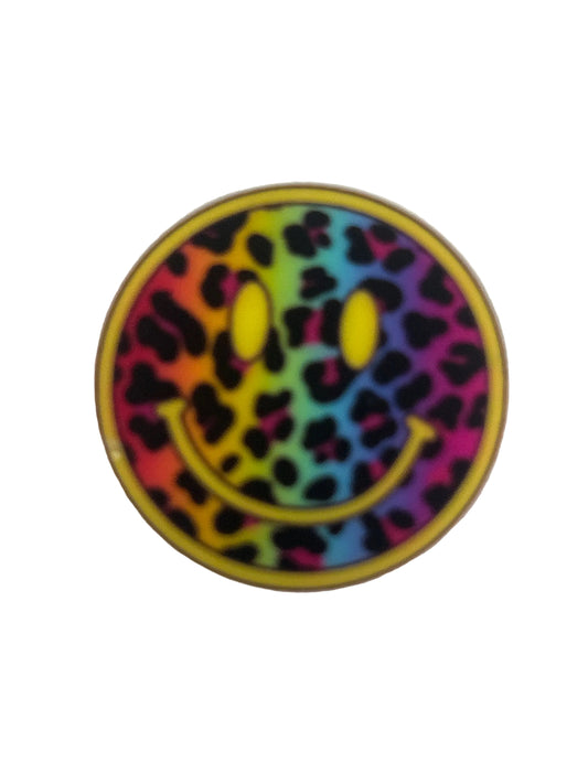 Smiley Face Colorful with animal print - Focal Bead