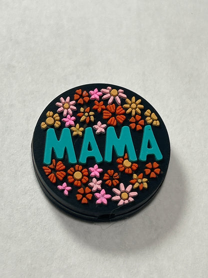 Mama w/flowers Silicone Focal Bead