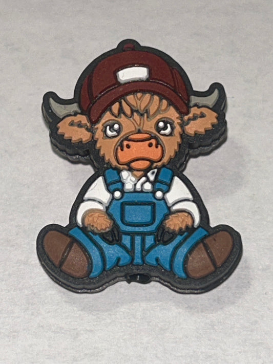 Highland Cow w/overalls - Focal Bead