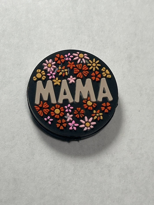 Mama w/flowers Silicone Focal Bead
