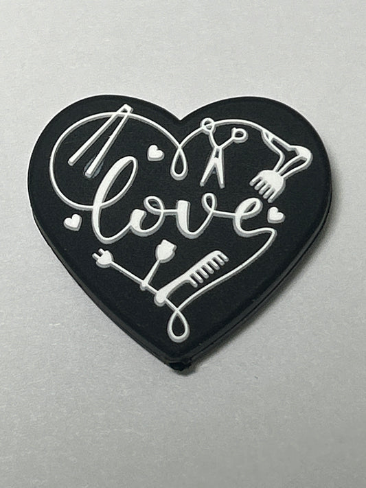 Hair Stylist “Love” Heart Silicone Focal Bead