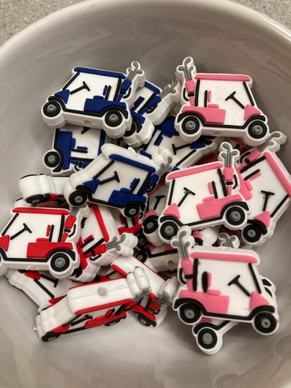 Golf Cart Silicone/PVC Focal Bead (Different Colors)