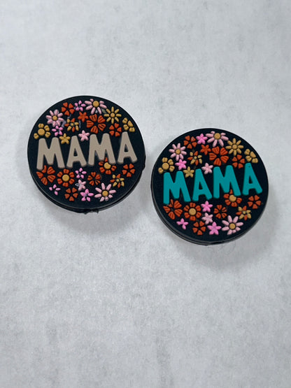 Mama w/flowers Silicone Focal Bead