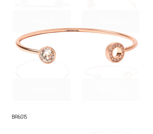 Rose Gold Stud Bangle with Pave Swarovski Crystal Bracelet BR-6015