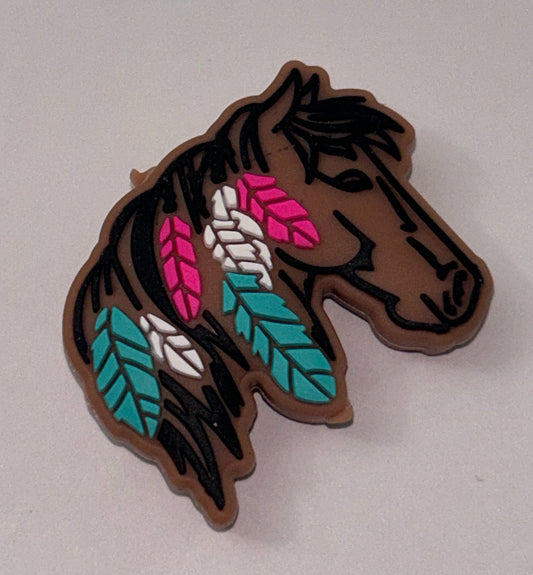 Horse with Feathers Silicone Focal Bead