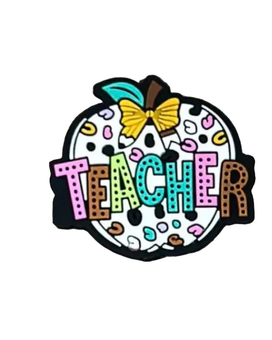 Teacher Apple with orange bow -Focal Bead