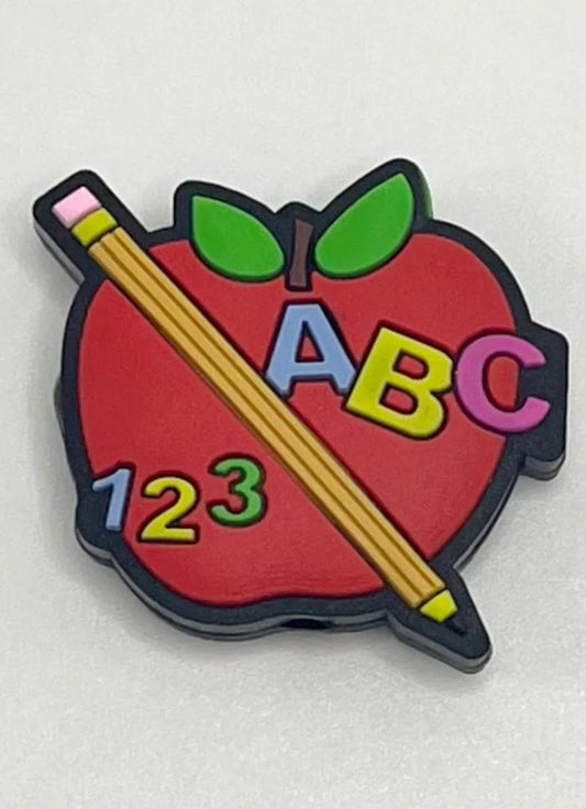 ABC 123 Apple with Pencil Silicone Focal Bead