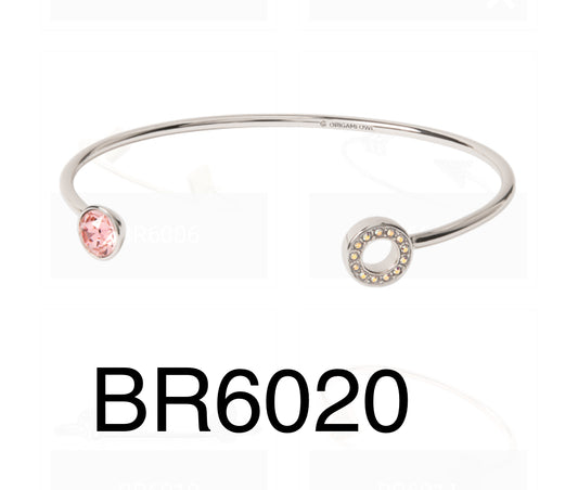 Origami Owl Silver Stud + Pave Adjustable Bangle Bracelet - BR6020