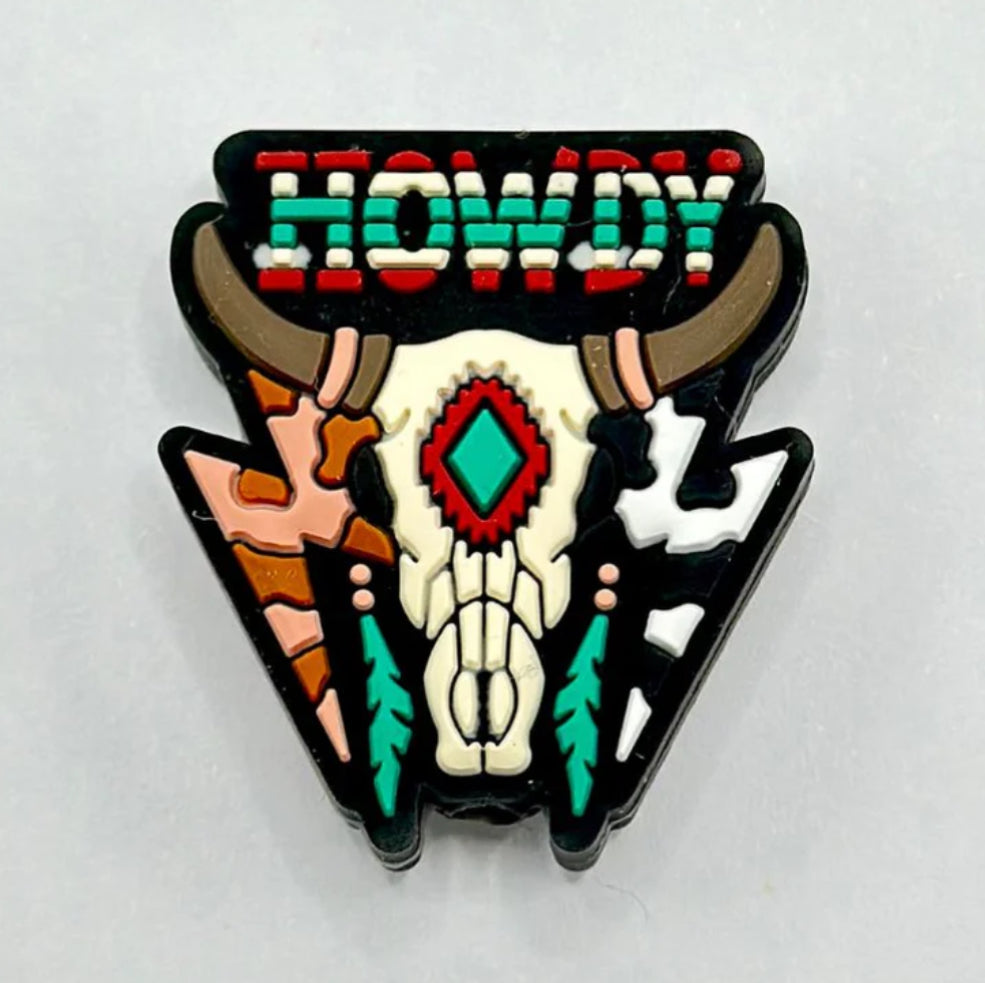 Howdy w/bull horns - Silicone Focal Bead