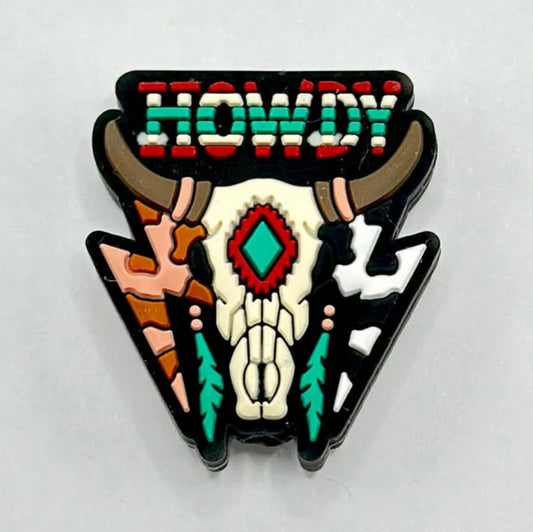 Howdy w/bull horns - Silicone Focal Bead