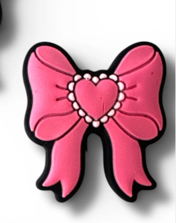 Pink Bow with heart - Focal Bead