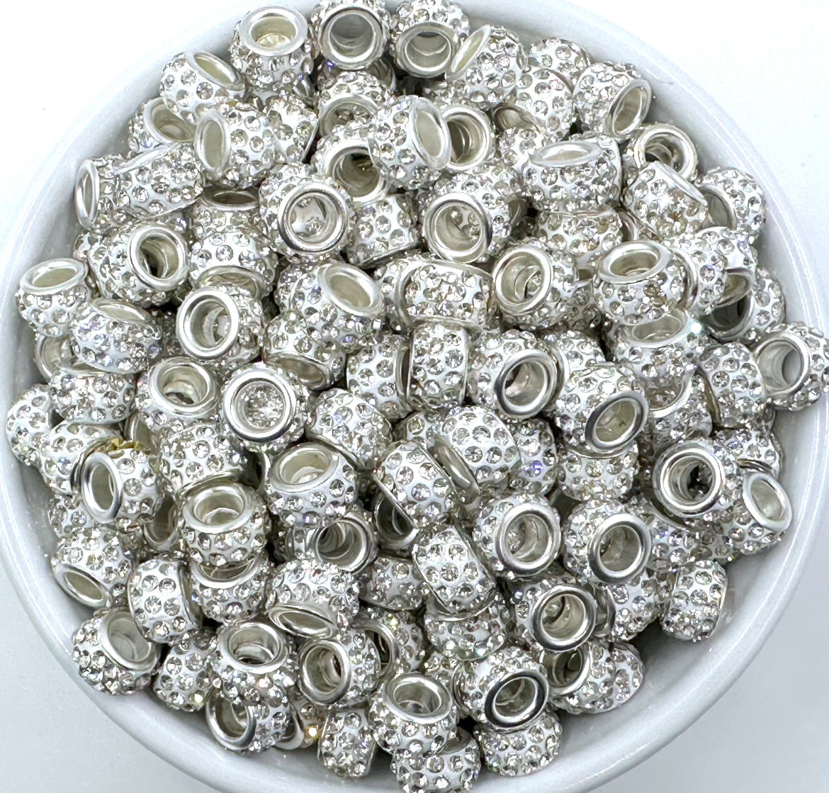 Large Hole Crystal Rhinestone Rondelle Spacer Beads