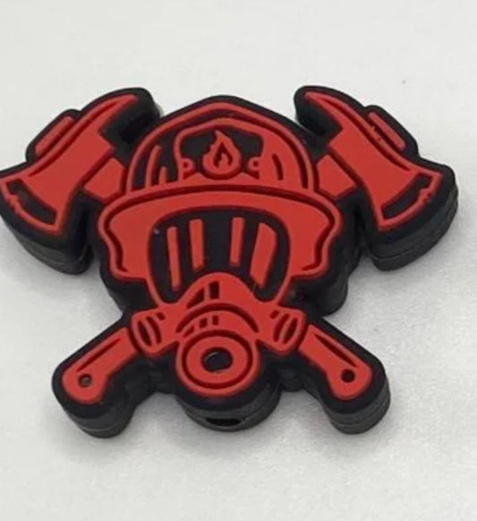 Firefighter Mask Silicone focal bead