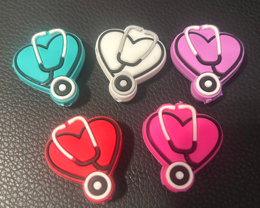 Heart w/stethoscope -Focal Bead