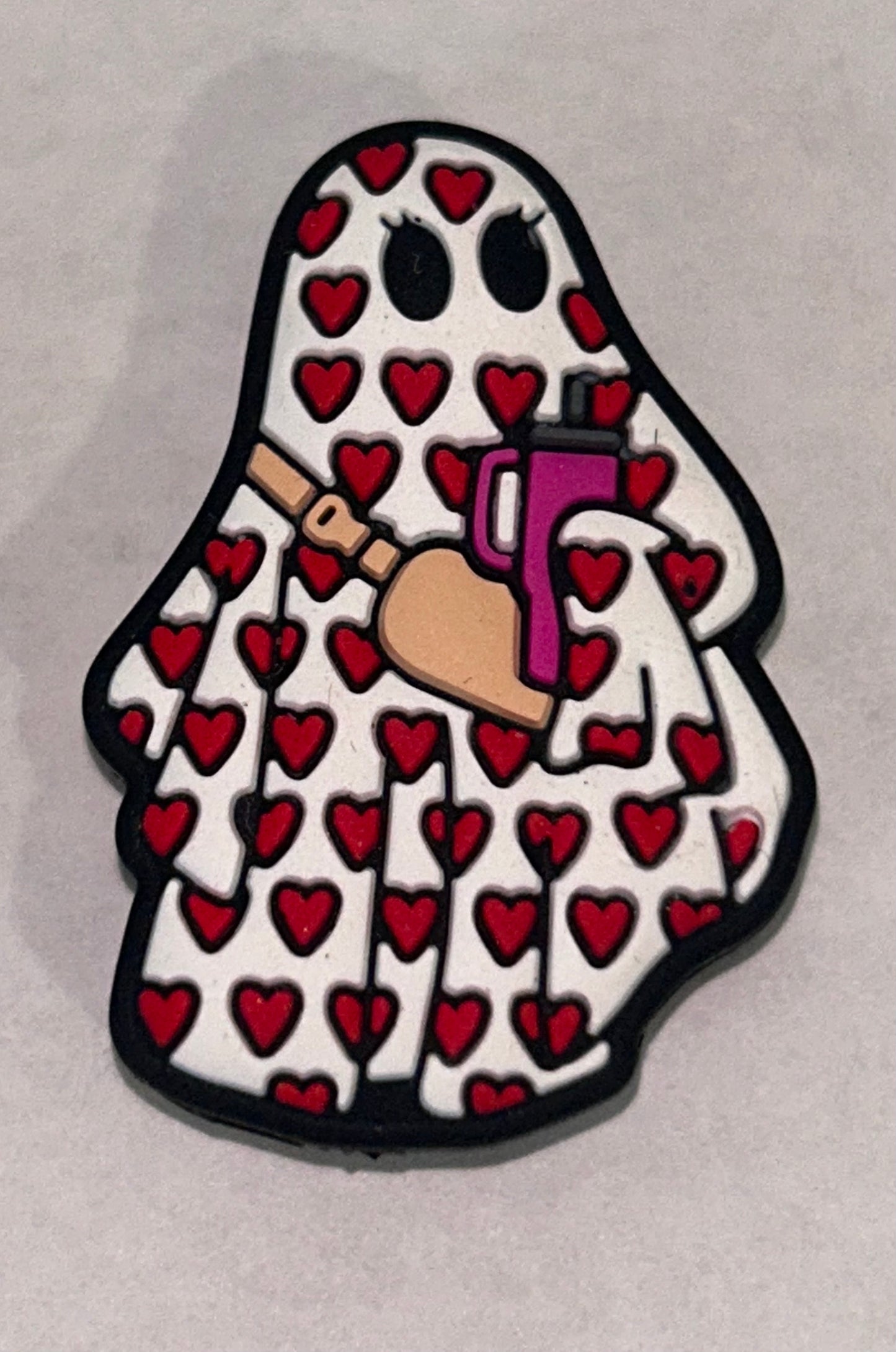 Valentine Ghost w/hearts, crossbar and tumbler focal bead