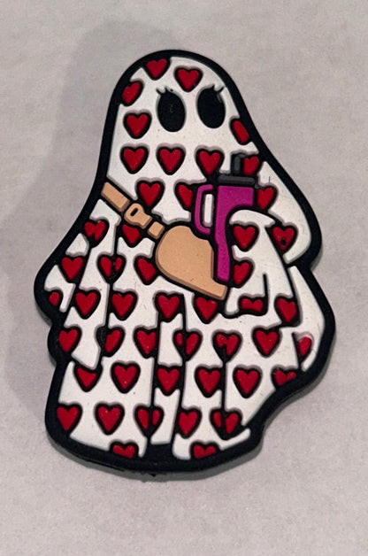 Valentine Ghost w/hearts, crossbar and tumbler focal bead