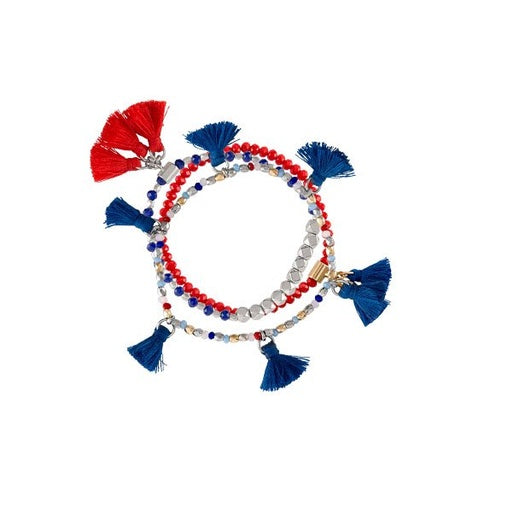 Patriotic Fabric Tassel Bracelet BR6102