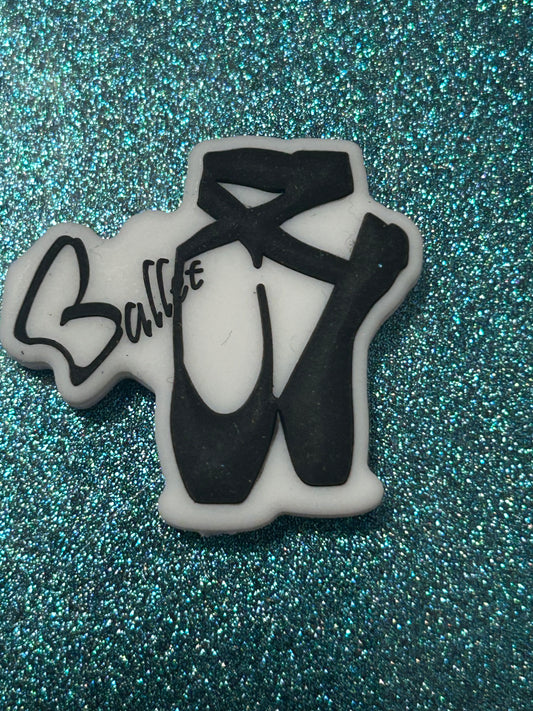 Ballet Shoes Black Silicone Focal Bead