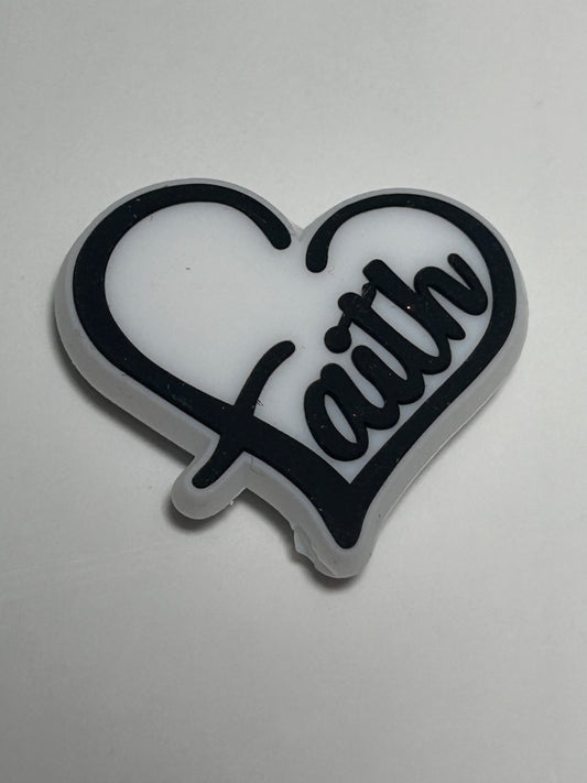 Faith Heart Silicone Focal Bead