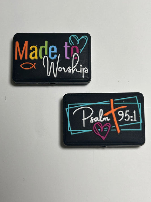 Made to Worship Psalm 95:1 -Double sided focal bead