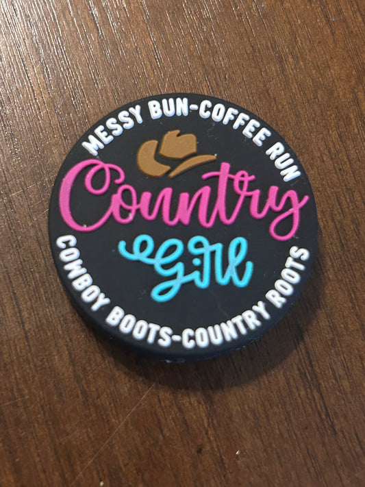 Country Girl - Messy Bun -coffee run -Silicone Focal Bead
