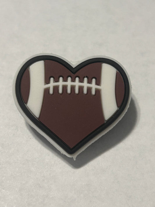 Football heart -Silicone Focal Bead