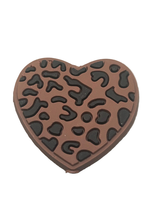 Leopard Print Heart -Focal Bead