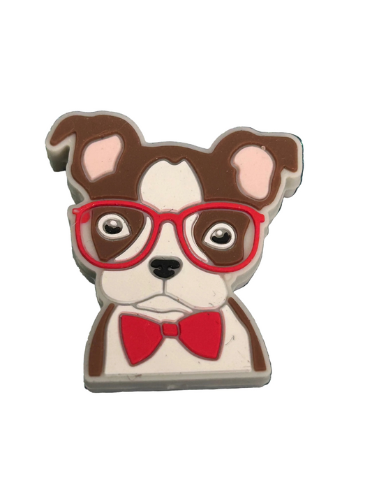 Dog w/glasses and tie - Focal Bead