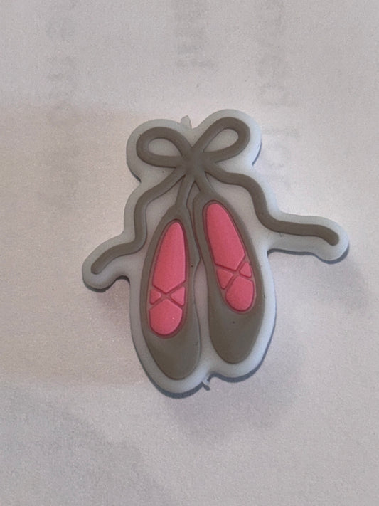 Ballet Shoes - grey/Pink Silicone focal bead