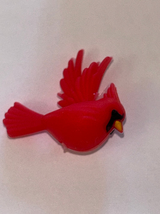 Red Cardinal 3-D Silicone Focal Bead