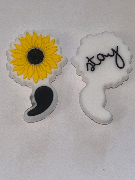 Sunflower Semicolon-Stay Silicone Focal Bead