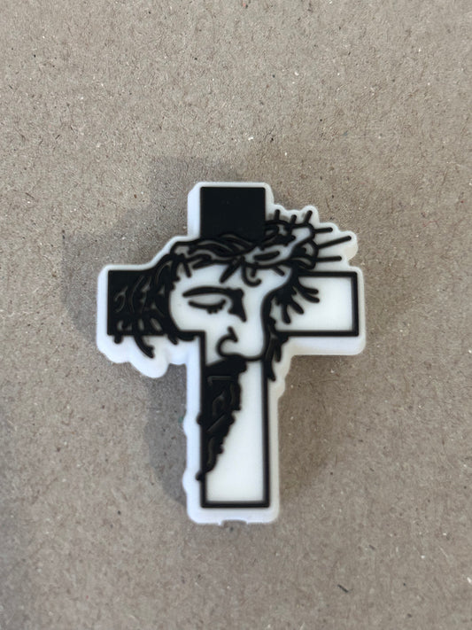 Cross w/Jesus Pic (exclusive) Silicone Focal Bead