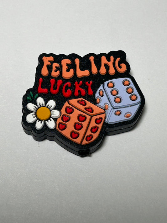 Feeling Lucky w/dice Silicone Focal Bead