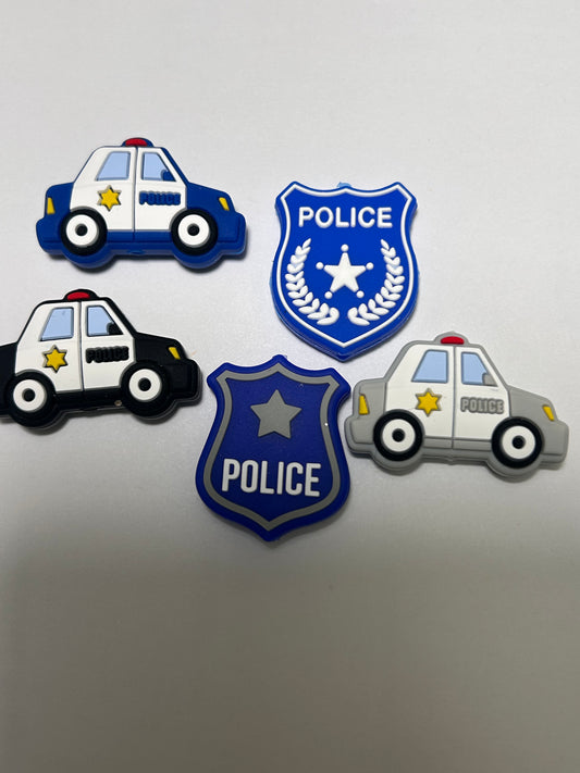 Police Badge /Police Car Silicone Focal Bead