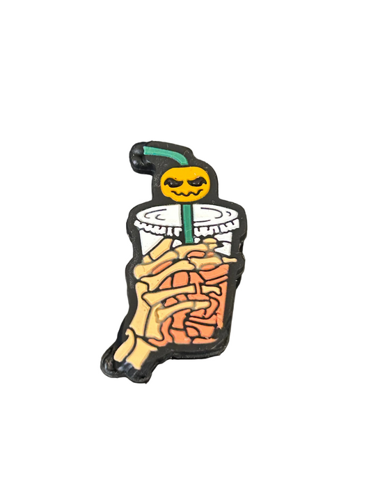 Skeleton hand holding iced coffee - Focal Bead