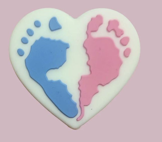 Baby Feet Heart Silicone Focal Bead
