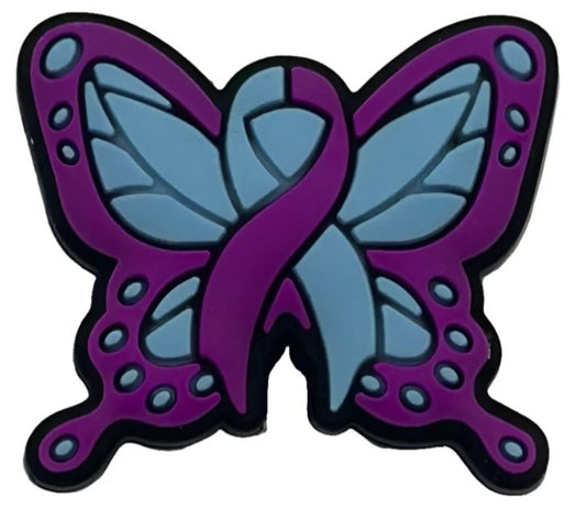 Purple & Teal Ribbon Butterfly - Silicone Focal Bead (Options)