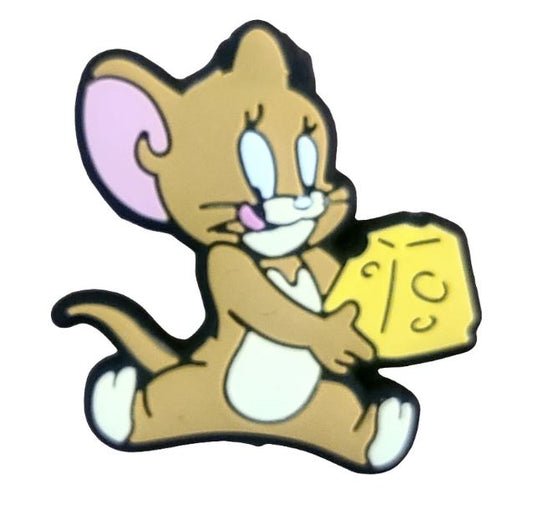 Jerry Mouse With Cheese Silicone Focal Bead