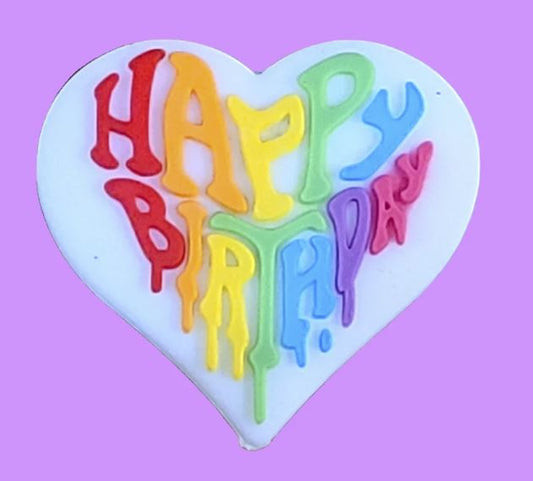 Happy Birthday Heart Silicone Focal Bead