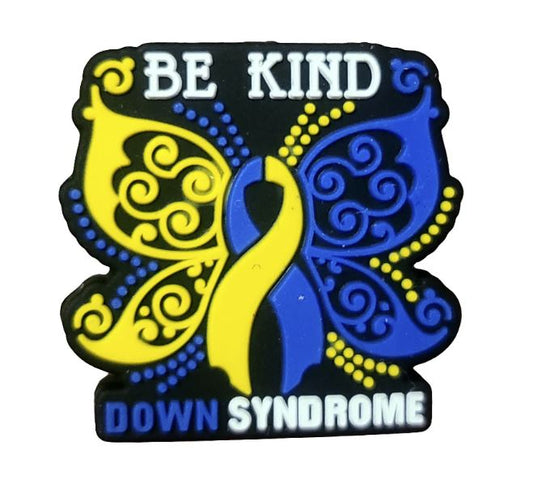 Be Kind Down Syndrome Ribbon Butterfly Silicone Focal Bead