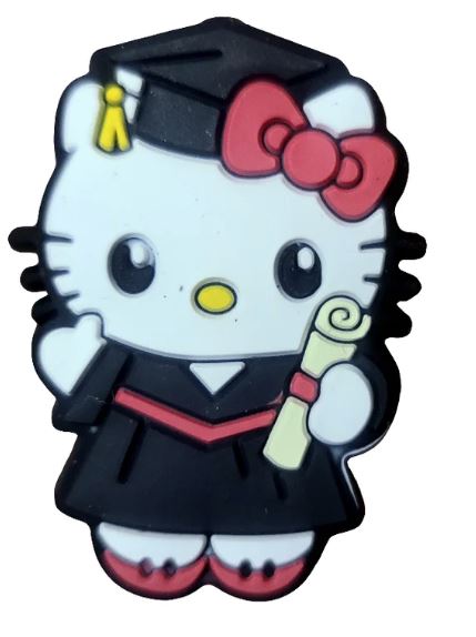 Graduation HK Kitty Silicone Focal Bead (Options)