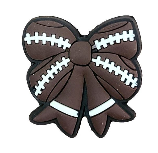 Football Bow Silicone Focal Bead