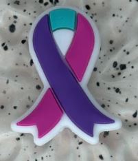 Awareness Ribbon Triple Color (Purple, Teal, Pink) Silicone Focal Bead