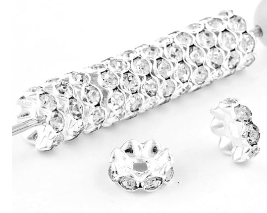 Wavy Rhinestone Spacer Beads 12mm