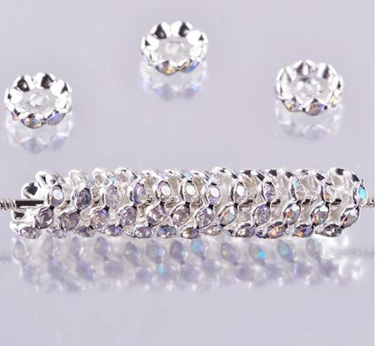 Wavy Rhinestone Spacer Beads 12mm