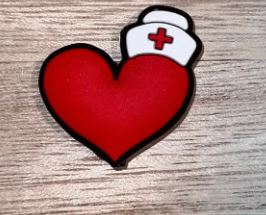 Heart w/Nurse Hat - Silicone Focal Bead