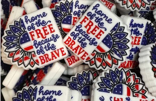 Home of the Free because of the Brave Silicone Focal Bead