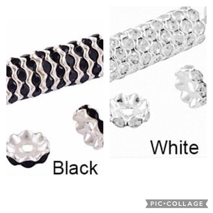 Wavy Bead Spacers (Black or Silver/Iridescent )