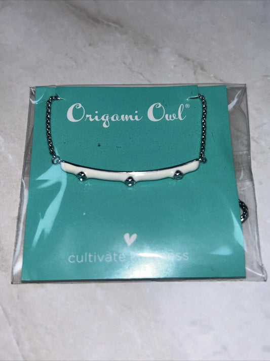 Origami Owl "Anything Is Possible" White Enamel Bar Bracelet Bolo Chain NIP