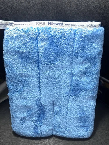 Norwex Bathroom Scrub Mitt Mitten Marine Blue with Baclock NEW